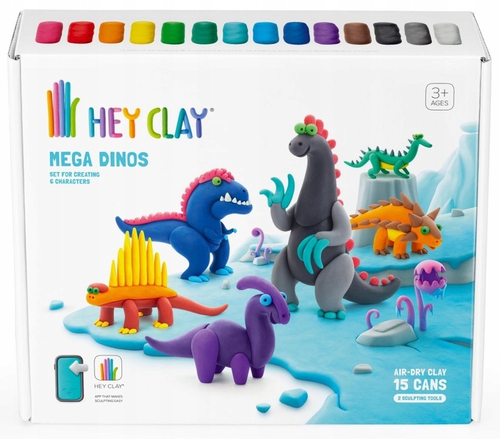 Hey Clay Masa Plastyczna Dinozaury Dinos Zestaw Kreatywny 15 Tub Akcesoria