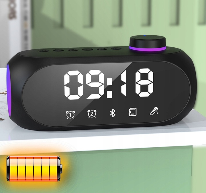 GŁOŚNIK BEZPRZEWODOWY BLUETOOTH BUDZIK ZEGAR LED RADIO FM MP3 OŚWIETLENIE