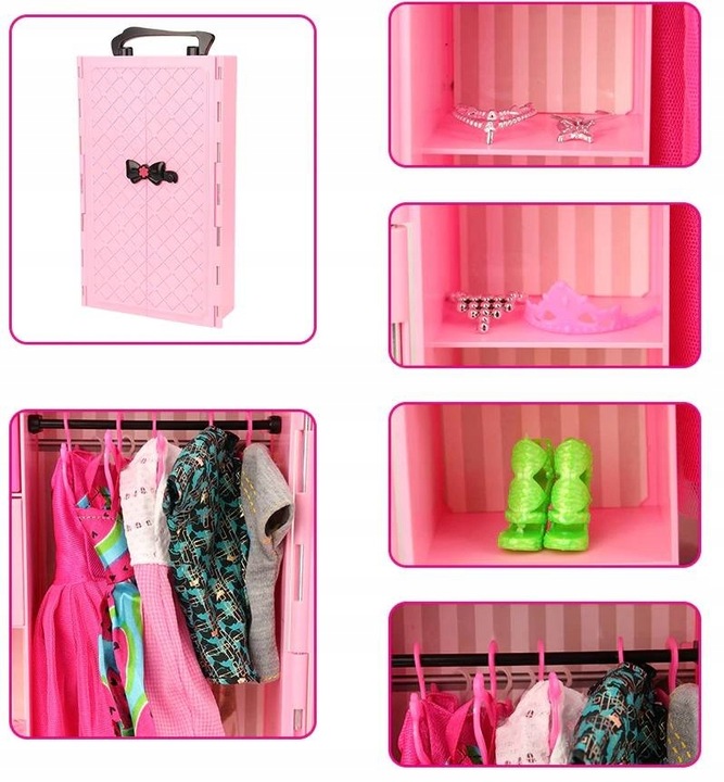 Szafa dla Lalek Garderoba dla Lalek Domek dla Lalek Akcesoria Lalka +GRATIS