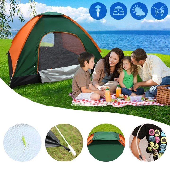 NAMIOT SAMOROZKŁADAJĄCY AUTOMATYCZNY TURYSTYCZNY 4 OSOBOWY KEMPINGOWY 2X2m