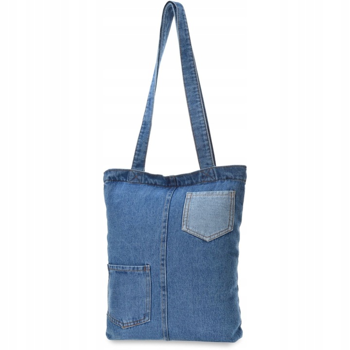 Jeansowa Torba Shopperka Duża Torebka Na Zakupy Dżinsowa Do Szkoły Pracy A4