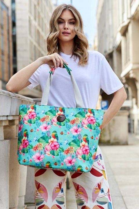 Torba Plażowa Duża Zapinana Na Zamek Torebka Shopper z Podszewką Piknik XXL