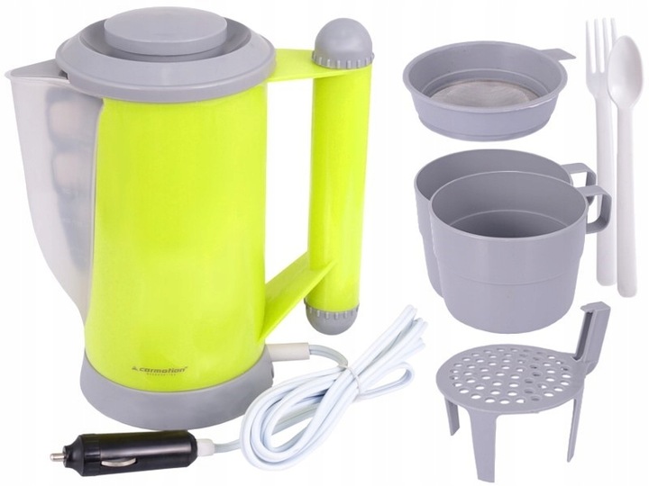 Czajnik samochodowy 0,7L 12V 150W 700ml + 2x kubek i sztućce