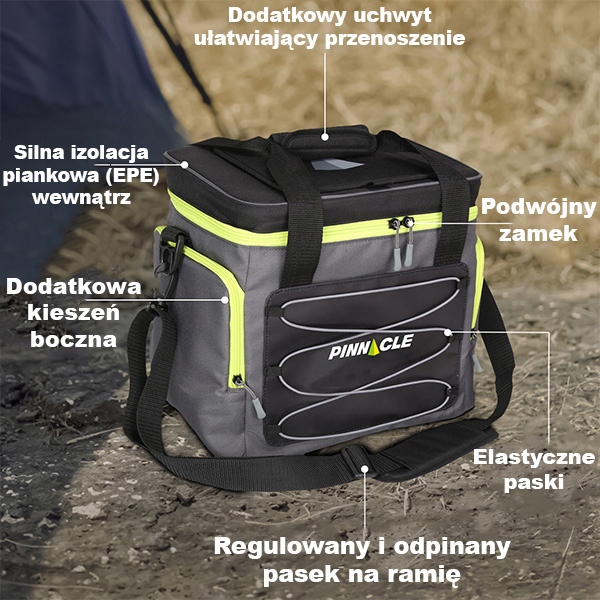 TORBA TERMICZNA PRZENOŚNA lekka PINNACLE Pogba TPX-5506 18,5 L, szara