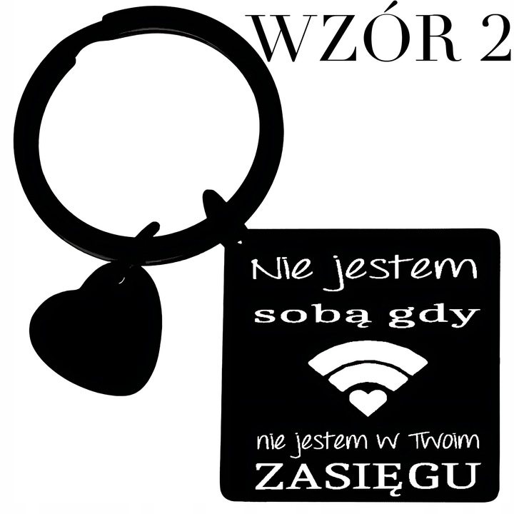 Brelok do kluczy z grawerem PREZENT na WALENTYNKI stal 316L czarny BLINGART