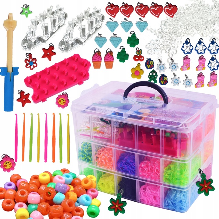 GUMKI DO ROBIENIA BRANSOLETEK DUŻY MEGA ZESTAW XXL 15000 URODZINY DIY GRUBE