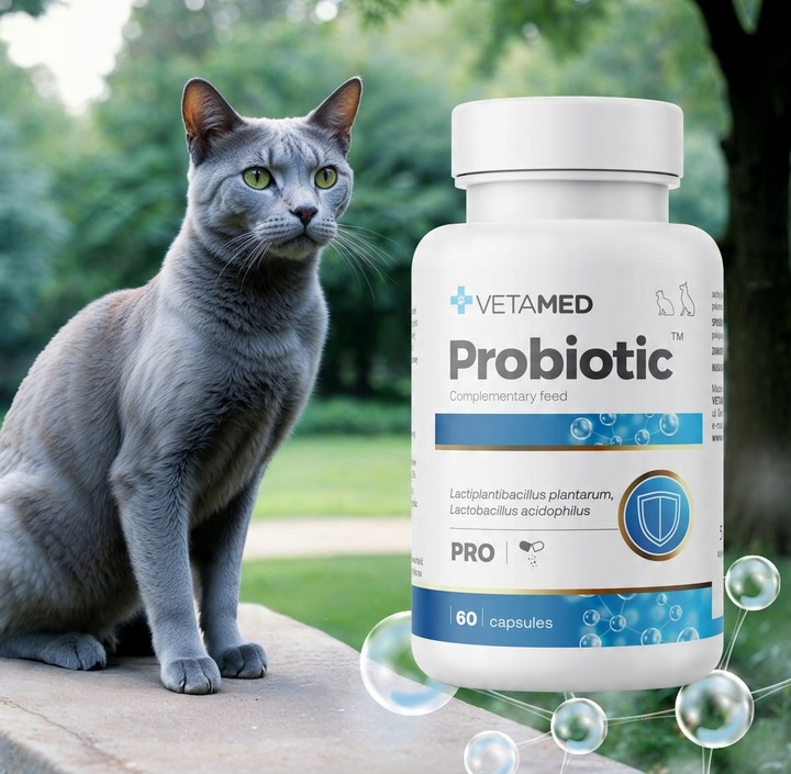 PROBIOTYK dla PSA I KOTA Prebiotyk VETAMED Probiotic 60 kapsułek + GRATIS