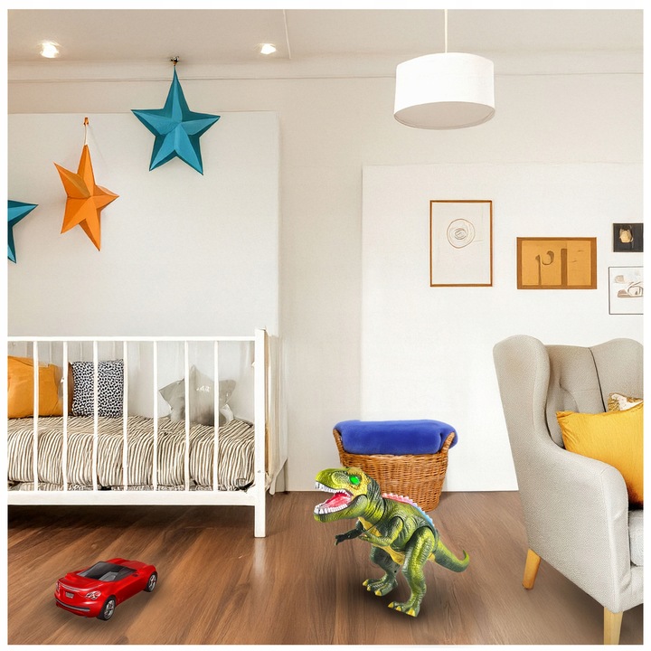 DINOZAUR T-REX INTERAKTYWNY ZDALNIE STEROWANY RC CHODZI RYCZY ŚWIECI PILOT