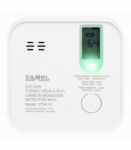 Czujnik detektor tlenku węgla czadu WiFi Zamel CTW-10
