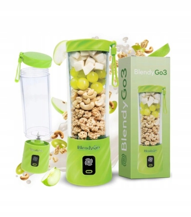 Blender kielichowy BlendyGo 3 Mikser do smoothie 250W zielony + GRATIS!