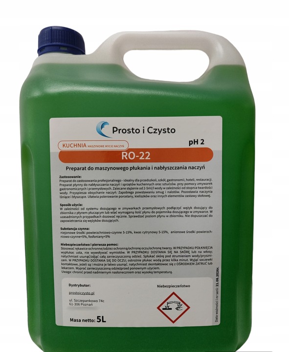 Płyn nabłyszczacz do zmywarki gastronomicznej 5l