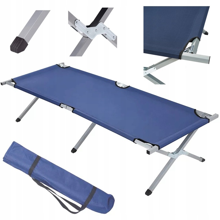 ŁÓŻKO SKŁADANE POLOWE TURYSTYCZNE KANADYJKA LEŻANKA 190cm STABILNE TORBA