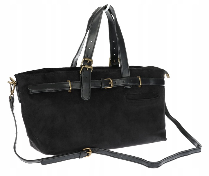 Torebka Damska shopper zamszowa torebka jamnik włoska marka 1255 Czarna