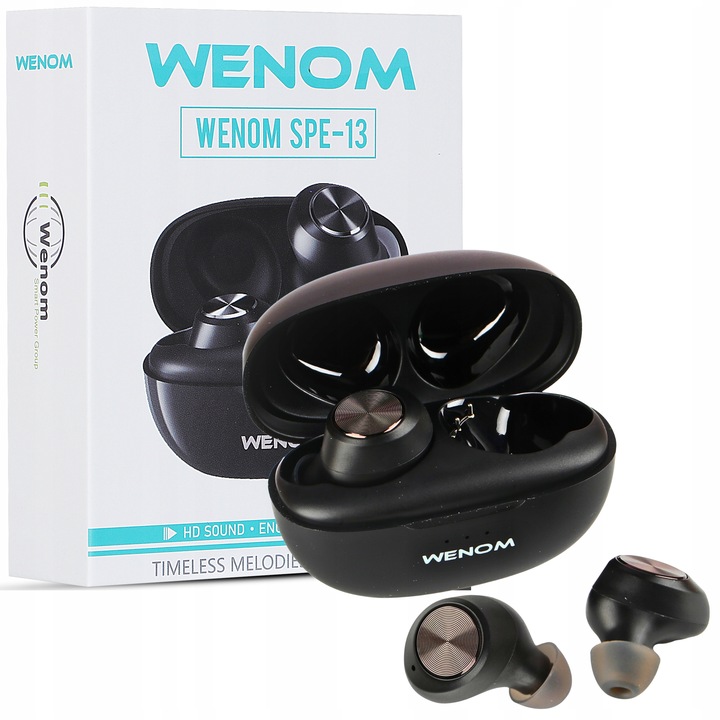 SŁUCHAWKI BEZPRZEWODOWE WENOM SPE-13 BT 5.3 WODOODPORNE 2 mikrofony że oo