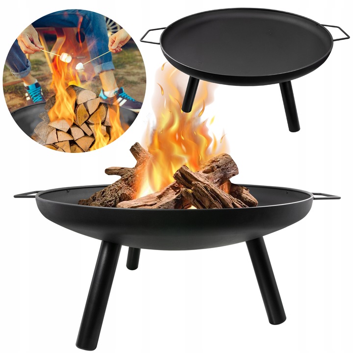 Grill Palenisko Czarne Ogrodowe Misa 58cm Stalowe Solidne Duże Do Ogniska