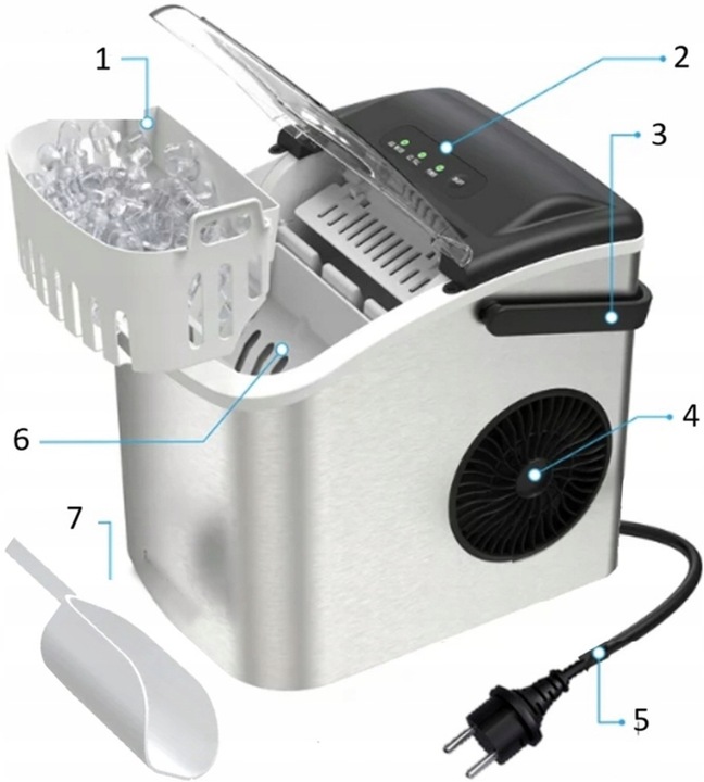 Kostkarka do lodu Zilan ICE MAKER 15KG srebrny/szary 95 W