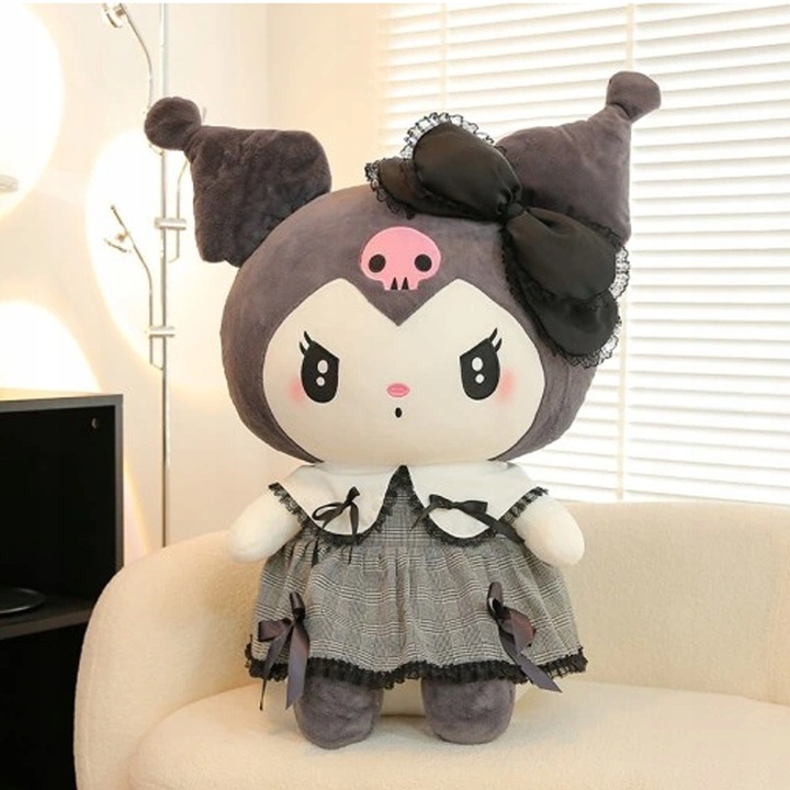 HELLO KITTY KUROMI MASKOTKA PLUSZAK ZABAWKA CZARNA SUKIENKA KOTEK 35CM