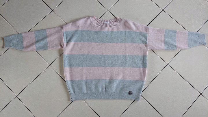 COCOMORE Sweter Pasy Szary + Różowy NEW