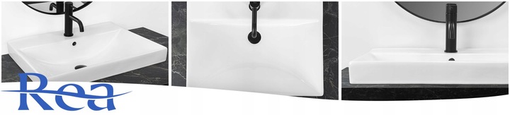 UMYWALKA WPUSZCZANA CERAMICZNA BIAŁA PROSOTKĄTNA REA MANDY 60