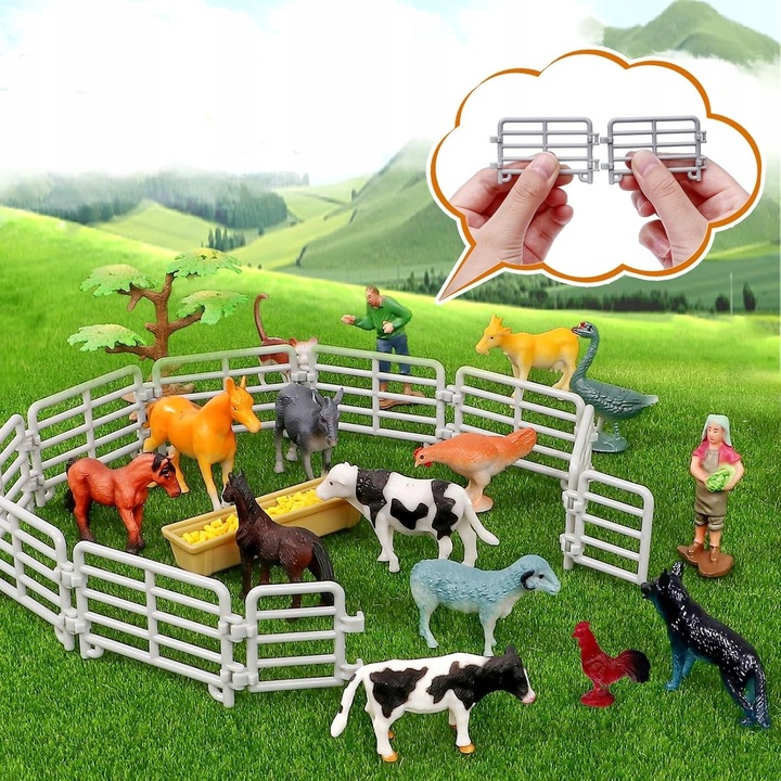 Mega Farma Gospodarstwo STODOŁA OBORA FGURKI ZWIERZĘTA DROGA + 3 TRAKTORY