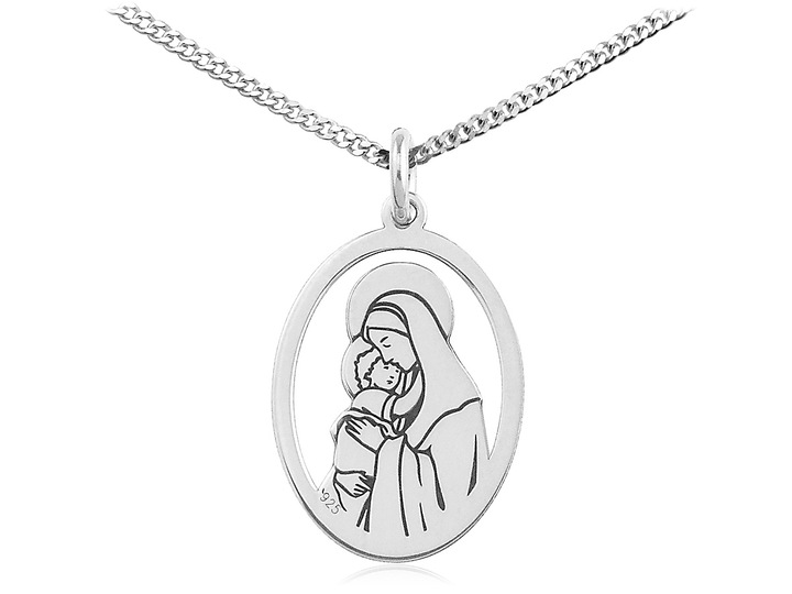 SREBRNY MEDALIK MATKA BOSKA JEZUS KOMUNIA CHRZEST