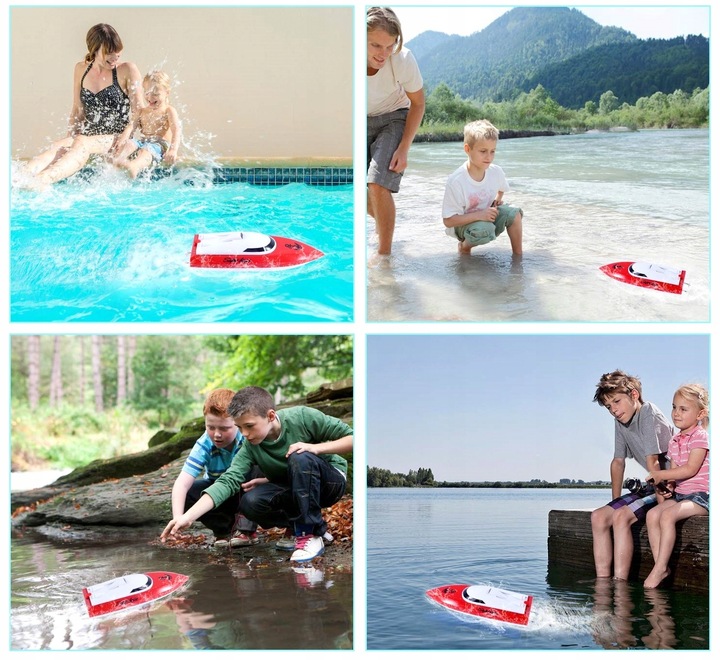 ŁÓDŹ ŁÓDKA MOTORÓWKA NA RADIO Z ŁADOWARKĄ USB ZDALNIE STEROWANA RC + PILOT