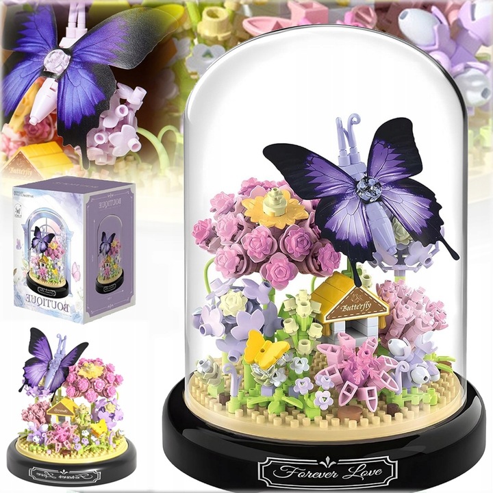 KLOCKI DO BUDOWANIA OGRODU ZESTAW MINIATUROWYCH KLOCKÓW Z MOTYLAMI PREZENT