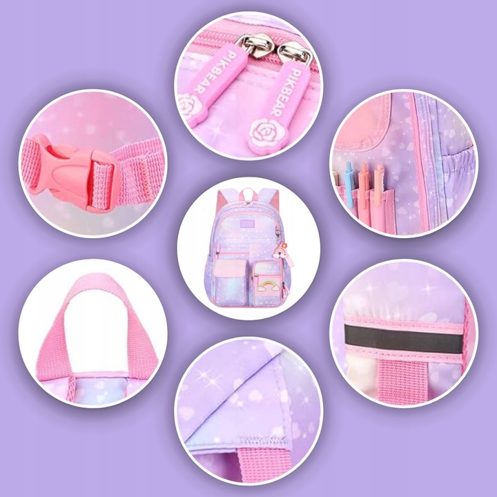 PLECAK SZKOLNY TORNISTER DLA DZIEWCZYNKI KLASA 1-3 WIELOKOMORY DO SZKOŁY