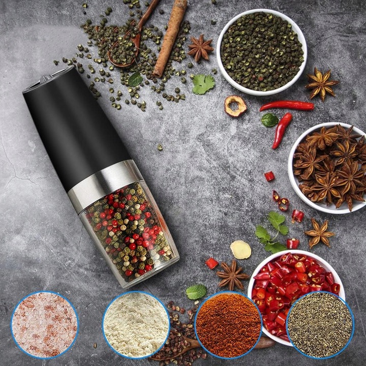 ELEKTRYCZNY MŁYNEK DO PIEPRZU ZESTAW 2 SZT MŁYNKÓW DO SOLI I PIEPRZU, Z LED