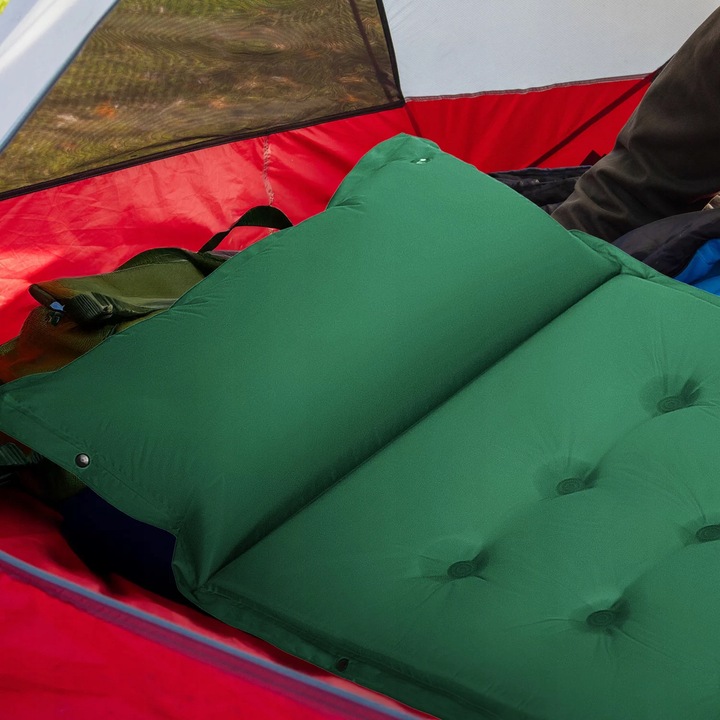 MATA SAMOPOMPUJĄCA KARIMATA DMUCHANA TREKKINGOWA Z PODUSZKĄ 193X68X3,5CM