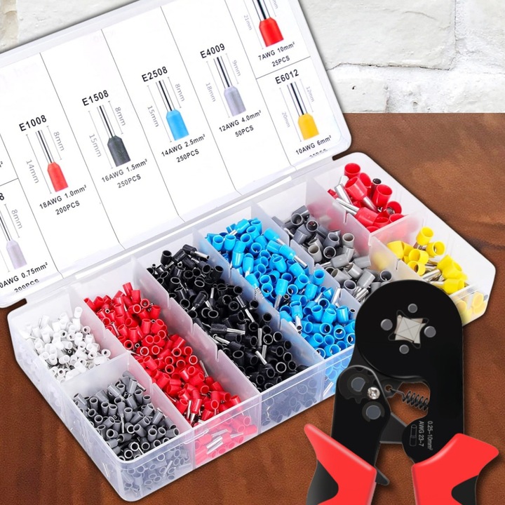 Zaciskarka do Tulejek Praska Kabli Końcówek Konektorów 1200 szt 0.5 - 10 mm