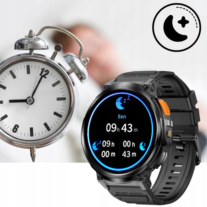 DUŻY zegarek męski SMARTWATCH GRAVITY z ROZMOWAMI DUŻA BATERIA 730mAh 1.85"