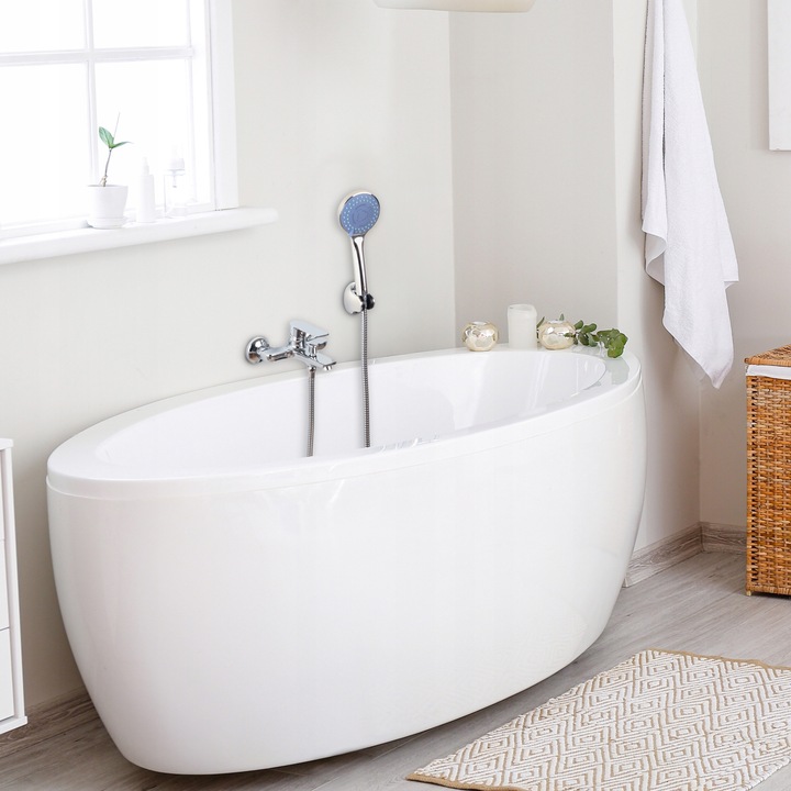 Bateria wannowa z prysznicem chrom zestaw wannowo prysznicowy ze słuchawką