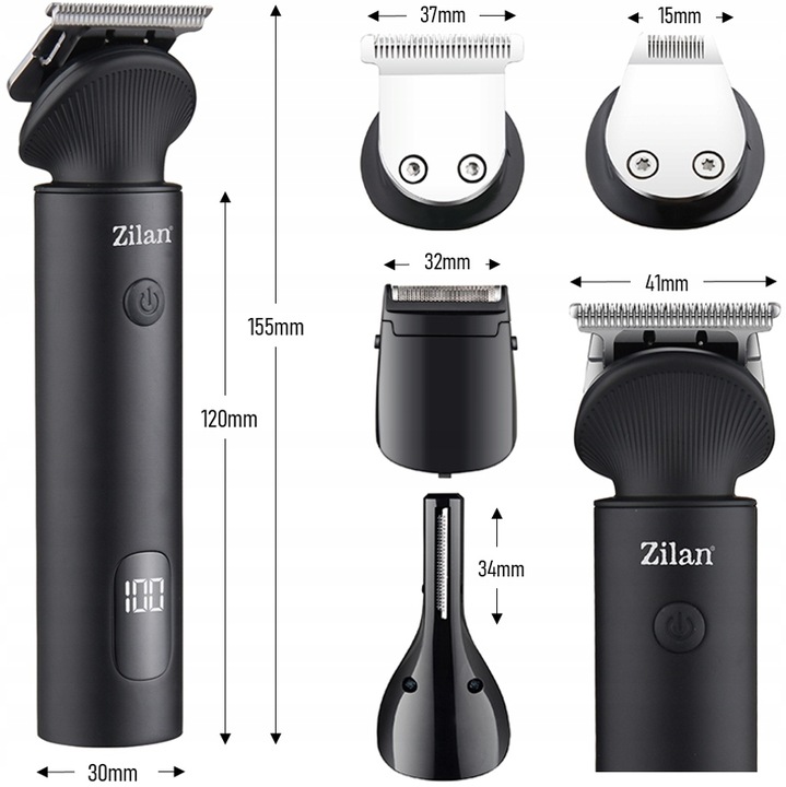 TRYMER GOLARKA STRZYŻENIE GOLENIE BRODY WŁOSÓW BEZPRZEWODOWA XXL USB 16W1