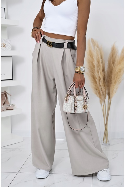 MODNE SPODNIE Z SZEROKĄ NOGAWKĄ I PASKIEM MICHELL! WZ.1