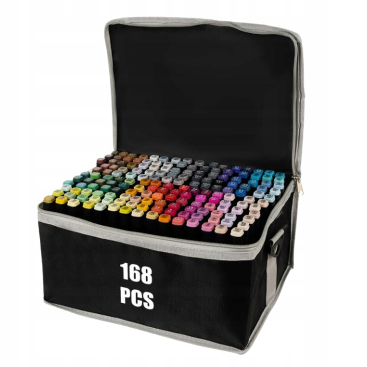 Zestaw 168 Dwustronnych Markerów Alkoholowych Pro z Praktyczną Torbą