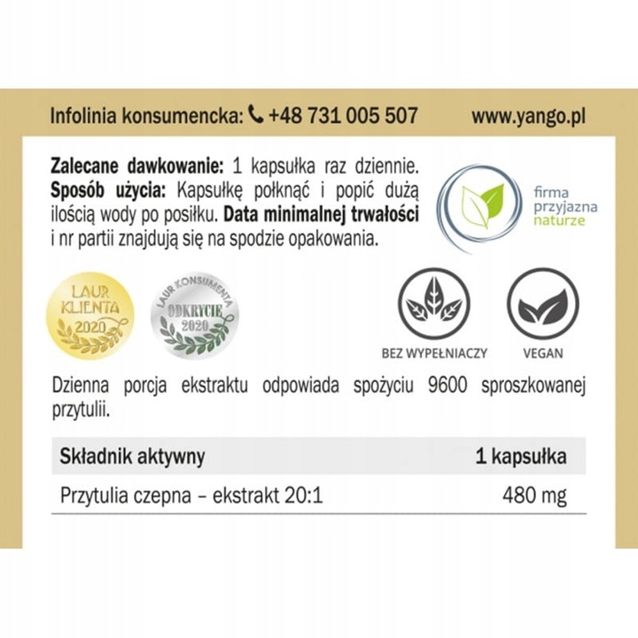 Przytulia czepna Yango 90 kapsułek Kuracja