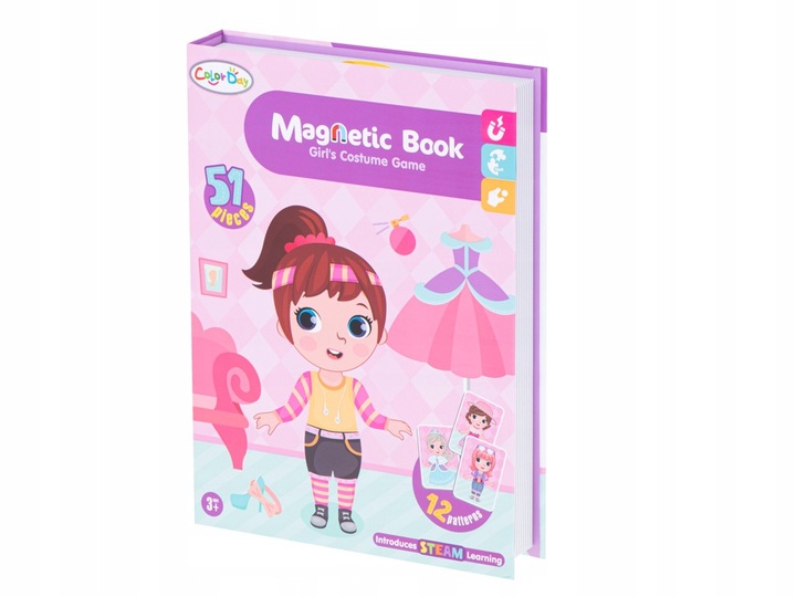 KSIĄŻECZKA MAGNETYCZNA UKŁADANKA PUZZLE NA MAGNES UBIERZ LALKĘ 51 elementów