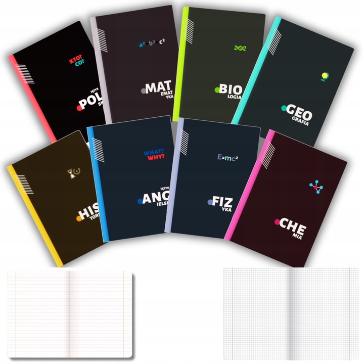 KOMPLET 8 ZESZYTÓW ZE ŚCIĄGĄ A5/60K ŚCIĄGA KOLOROWA 60 KARTEK KLASA 7-8 TOP