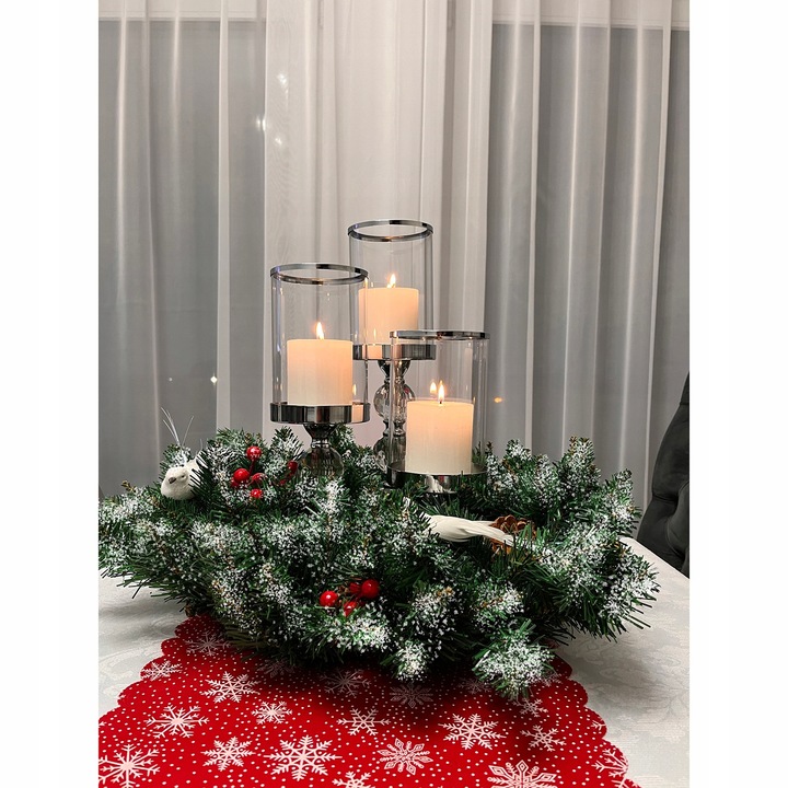 STROIK ŚWIĄTECZNY WIANEK NA DRZWI DEKORACYJNY OZDOBNY OZDOBA 45CM OŚNIEŻONY