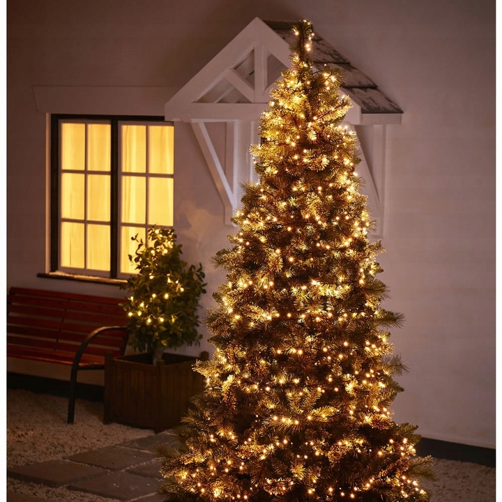 LAMPKI CHOINKOWE 500 LED BIAŁE CIEPŁE FLASH ZEWNĘTRZNE WEWNĘTRZNE