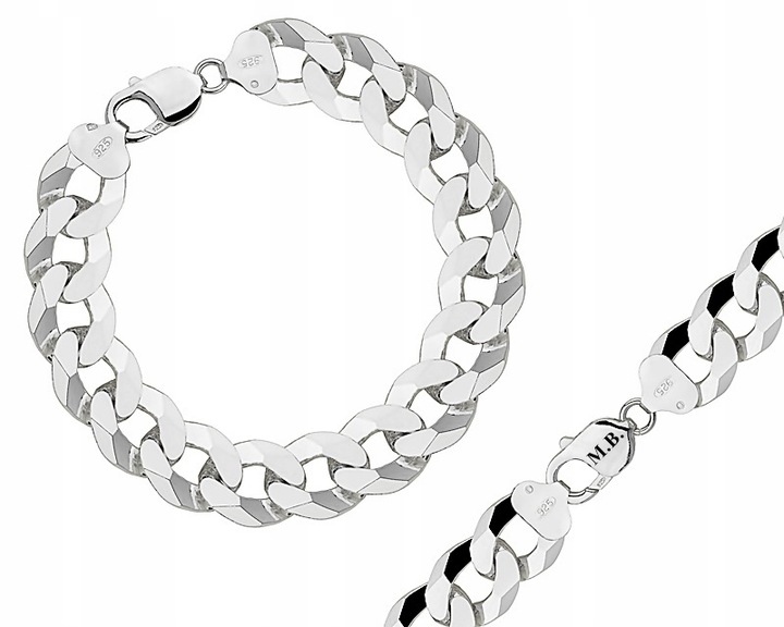 Bransoletka Srebrna Pancerka Męska Pełna Diamentowana 1,40 cm Grawer Gratis