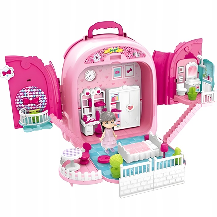 Toaletka w plecaku lalka DOMKU salon dla dzieci 3w1 dla 3 4 5 6 7 latki