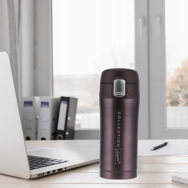 Brązowy KUBEK TERMICZNY TERMOS Stalowy Bidon 320ml Maestro Brown