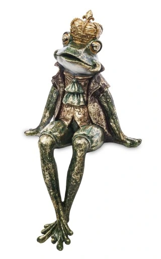 FIGURKA FIGURA ŻABA ŻABKA SIEDZĄCA W KORONIE