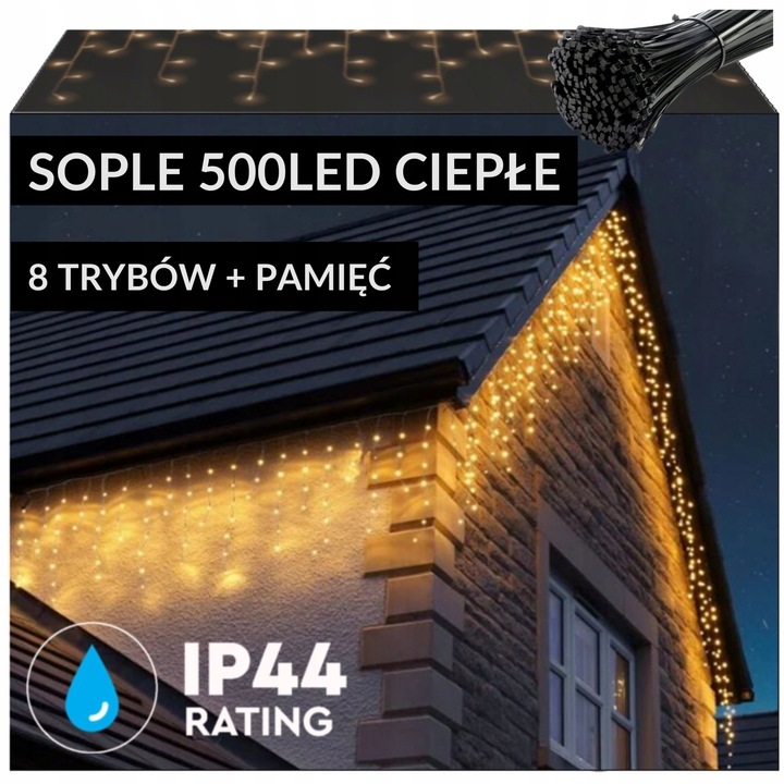 SOPLE 500 LED LAMPKI ZEWNĘTRZNE ŚWIĄTECZNE CIEPŁE 19m TRYTYTKI PROGRAMATOR