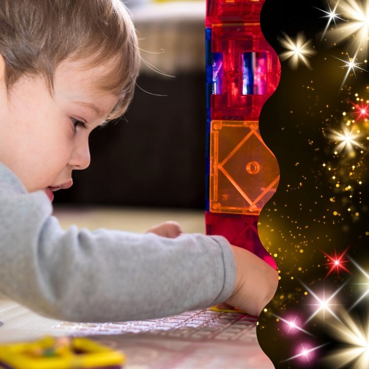 KLOCKI MAGNETYCZNE KONSTRUKCYJNE ŚWIECĄCY KULODROM TOR EDUKACYJNE PANELE 75