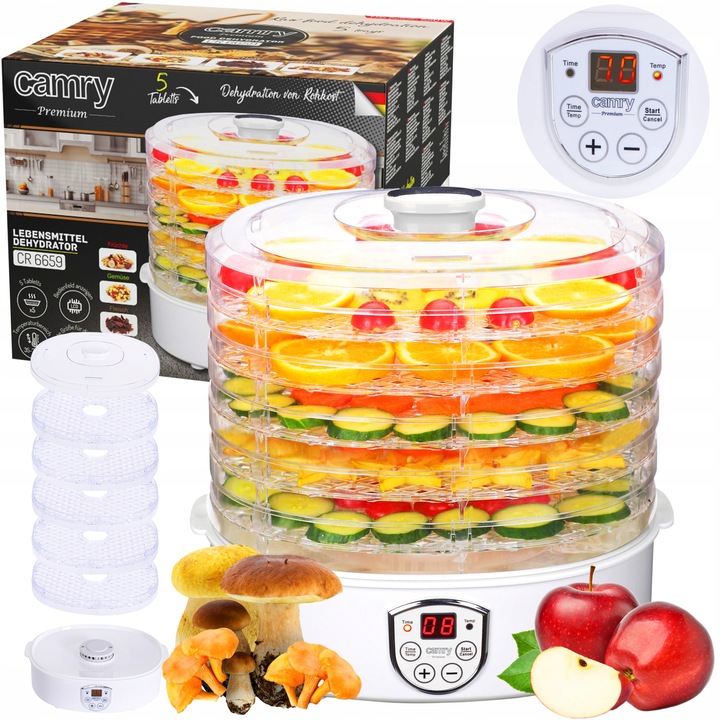 Suszarka do grzybów ziół i żywności 550W timer LCD