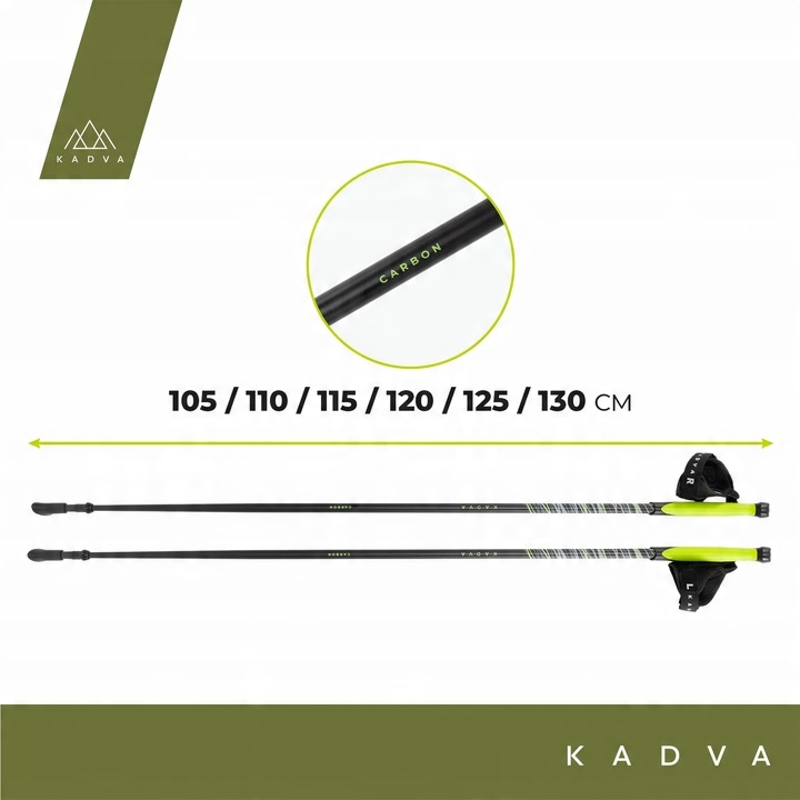 Kije nordic walking KADVA Raylan szary 110 cm Lekkie Karbon Włókno szklane
