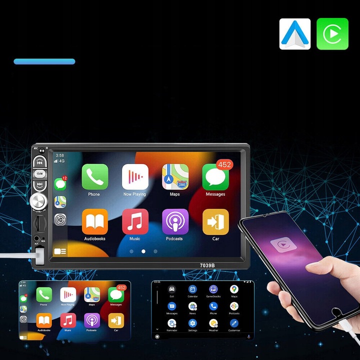 RADIO SAMOCHODOWE BLUETOOTH WYŚWIETLACZ 7"KAMERA COFANIA ZESTAW UNIWERSALNY